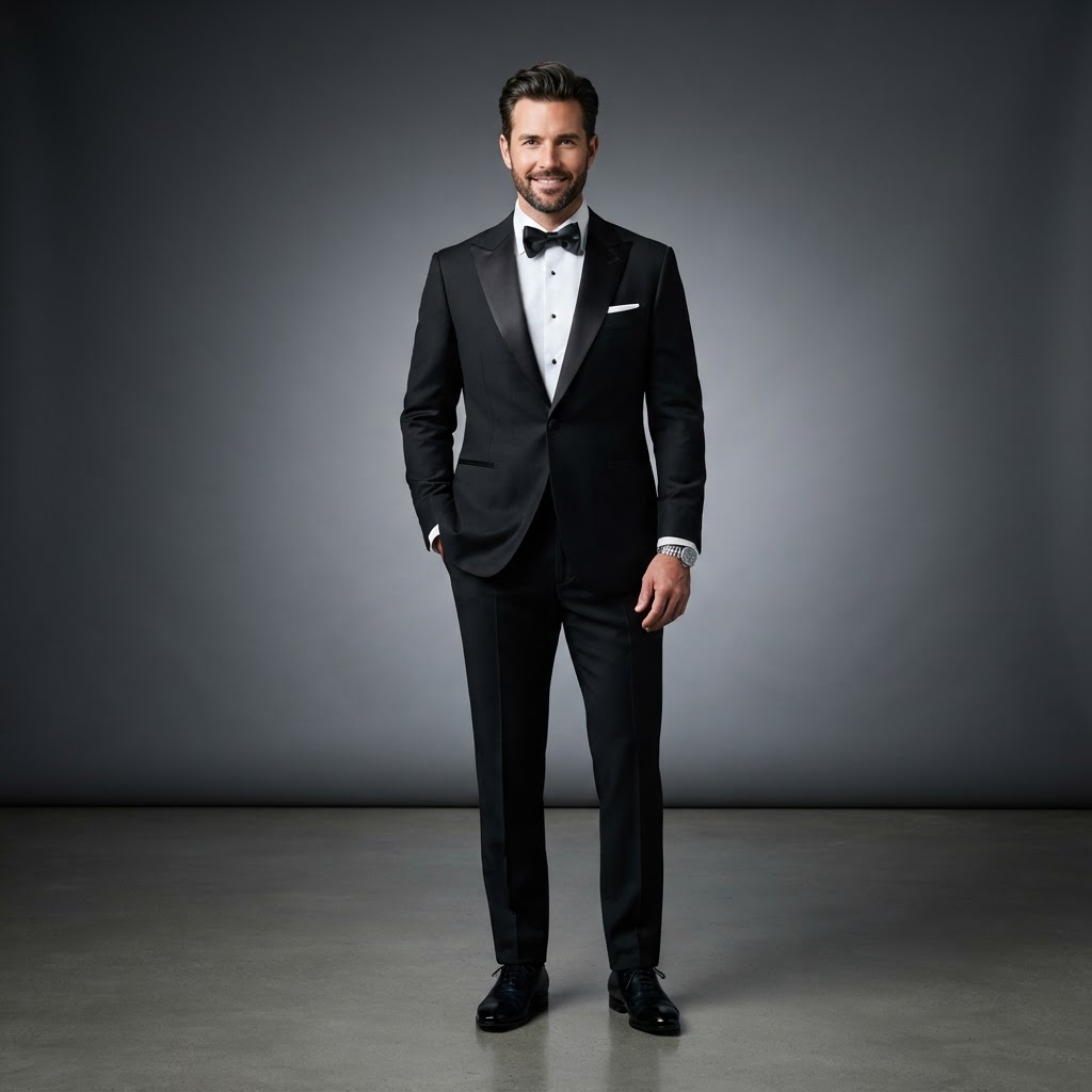 Man wearing a black tuxedo
